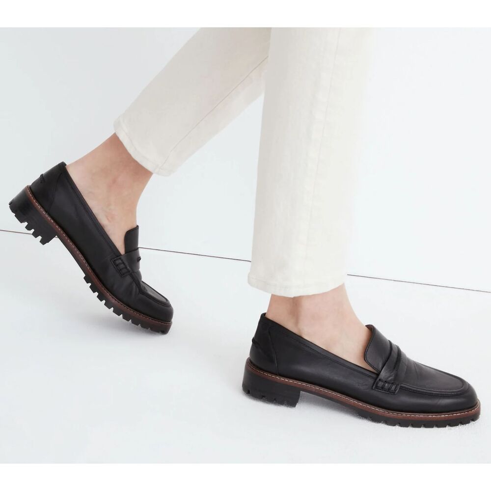 MADEWELL Black Corinne Lugsole Leather Loafer Shoes Size 9.5